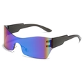 Gafas de sol envolventes con lentes de espejo degradado azul-púrpura y marco negro - Marco Negro Espejo Verde