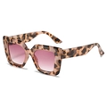 Occhiali da sole squadrati leopardati con lenti viola sfumate per donna alla moda - Montatura Tartarugata Floreale Lenti Grigie