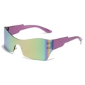Gafas de sol futuristas con lentes degradadas arcoíris y patillas moradas geométricas - Marco Púrpura Espejo Rosa