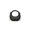 Elegant black crescent hobo bag with a gold chain strap and a matte leather finish - Black