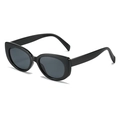 Retro-Cat-Eye-Sonnenbrille mit kleinem Rahmen in glänzendem Schwarz und UV400 Gläsern - Schwarzer Rahmen Graue Gläser