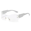 Lunettes de soleil Y2K sans monture enveloppantes avec branches argentées et verres clairs - Régulier (incl. 13 % taxe) Monture argentée avec verres transparents