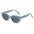 Retro Katzenaugen Sonnenbrille mit dickem graublauem Rahmen und dunkelgrauen Gläsern - Macaron Grüner Rahmen Graue Gläser