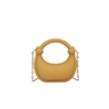 Sac à main croissant jaune moutarde à la mode avec chaîne dorée et poignée ronde - Jaune
