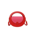 Red and pink woven leather crossbody bag with semi-circle design and gold hardware - Red