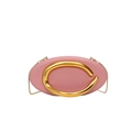 Elegant light pink oval shoulder bag with decorative gold metal ring and chain - Pink