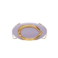 Elegant purple oval clutch with metallic gold handle and detachable chain strap - Purple