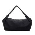 Bolso bandolera negro con textura plisada y correa ancha para mujer casual - Negro