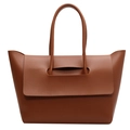 Borsa tote in pelle marrone caramello con design cavo unico e manici superiori - Marrone