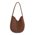 Minimalistische braune geflochtene Hobo-Tasche aus Leder mit Intrecciato-Design - Braun