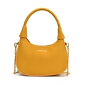 Bolso medialuna de cuero mate amarillo con cadena dorada y logotipo de moda chic - Amarillo