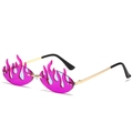 Occhiali da sole a fiamma Y2K con montatura dorata e lenti colorate rosso rosa - Lenti Blu Fiamma Viola