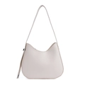Minimalist cream white leather crossbody bag with adjustable strap and sleek finish - White
