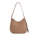 Minimalist tan crossbody bag with matte faux leather finish and adjustable silver buckle - Khaki