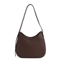 Minimalist dark brown leather underarm bag with sleek crescent shape for stylish commuting - Brown