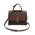 Braune Handtasche mit Leopardenmuster, goldenem Verschluss und verstellbarem Schultergurt - Braun