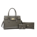 Ensemble de trois sacs à main rétro avec bandoulière et détails dorés en gris foncé - Gris Ensemble