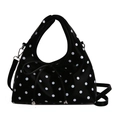 Borsa a tracolla a pois con fiocco decorativo e tracolla regolabile in bianco e nero - Nero