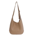 Bolso hobo de media luna marrón en cuero sintético con correa ajustable y grano - Caqui