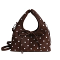 Borsa a tracolla marrone a pois con fiocco e tracolla regolabile per uso quotidiano - Marrone