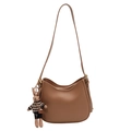 Sac hobo marron en cuir avec bandoulière réglable et pendentif lapin mignon - Sans Pendentif / Kaki
