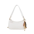 Sac hobo blanc à motif crocodile avec un pendentif gland en bois perlé pour femme - Sans Pendentif / Blanc Cassé