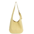 Bolso tote de cuero lichi amarillo claro con correa ajustable y hebilla de plata - Amarillo