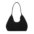 Borsa a spalla hobo nera classica con design curvo minimalista e manico in pelle fine - Nero