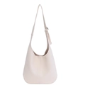 Minimalistische cremeweiße Hobo-Tasche mit verstellbarem Gurt und Lychee-Maserung - Gebrochenes Weiß