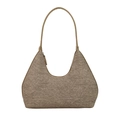 Borsa hobo minimalista in tela color terra con silhouette a mezza luna retrò - Verde