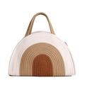 Regenbogen gestreifte Web-Tasche aus Baumwollseil in Beige, Hellbraun und Dunkelbraun - Braun
