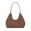 Borsa hobo marrone in tessuto con tracolla in pelle e pratica chiusura lampo - Marrone
