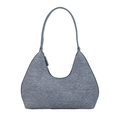 Borsa hobo vintage in denim blu a forma di mezzaluna con tracolla in pelle semplice - Blu