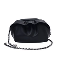 Minimalistische schwarze Wolken-Tasche mit Falten-Design und feiner Kettenriemen - Schwarz