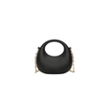 Borsa hobo in acrilico nero opaco con manico circolare e catena in oro - Nero