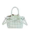 Sac seau à carreaux vert clair et blanc avec un grand nœud et des détails argentés - Vert