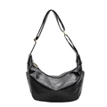 Große schwarze Hobo-Tasche aus Kunstleder mit verstellbarem Gurt und Goldbeschlägen - Schwarz