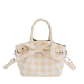 Sac seau à carreaux jaunes et blancs avec nœud et bandoulière réglable - Jaune