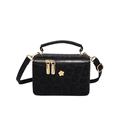 Mini Leopard-Box-Tasche mit goldenem Blumendekor und Griff für Damen - Schwarzer Leopard