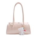 Borsa sottobraccio in pelle rosa chiaro lucida con fiocco e ciondolo a ciliegia - Senza Ciondolo / Rosa