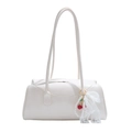 Borsa a spalla bianca in ecopelle con ciondolo a ciliegia e dettaglio in pizzo - Senza Ciondolo / Bianco