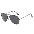 Gafas de sol aviador negras clásicas con lentes polarizadas y montura metálica fina para hombre y mujer - Montura Negra Lente Gris