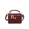Burgunderrote Mini-Box-Tasche mit Leopardenmuster und goldenen Beschlägen - Weinroter Leopard