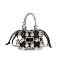 Secchiello nero alla moda con sfere in metallo argento e manico con perle - Nero