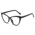 Schicke schwarze TR90 Katzenaugenbrille mit klaren Gläsern für einen trendigen Retro-Look - Glänzender schwarzer Rahmen