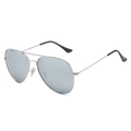 Gafas de sol aviador con montura de plata y lentes polarizadas de espejo gris claro - Montura Plateada Lente Espejo Blanco