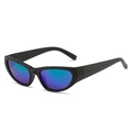 Gafas de sol deportivas negras con lentes reflectantes degradadas azul y púrpura - Montura Negra Lente Verde
