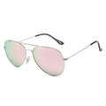 Gafas de sol aviador clásicas en plata con lentes de espejo degradados rosa y verde - Montura de Plata Lente Rosa