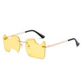 Irregular jagged yellow lens sunglasses with gold metal frame for a stylish street look - Gold Frame Yellow Lenses