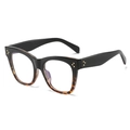 Cat-eye blue light blocking glasses with black and tortoise shell frame and gold rivets - Black Leopard